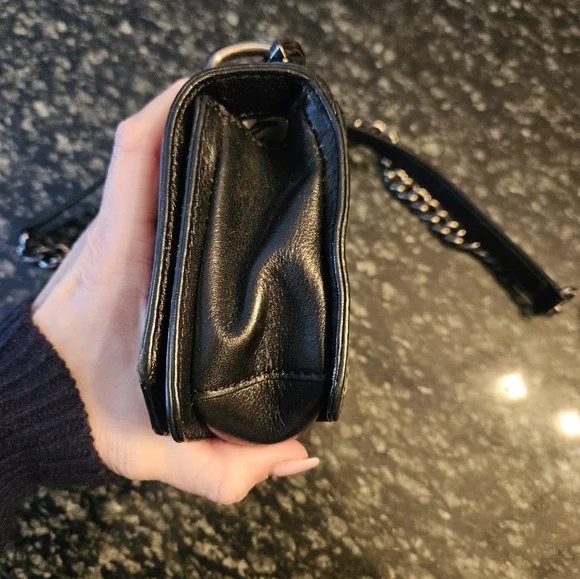 Rebecca Minkoff Black Quilted Leather Crossbody Bag w/ Gunmetal Hardware - Picture 2 of 11